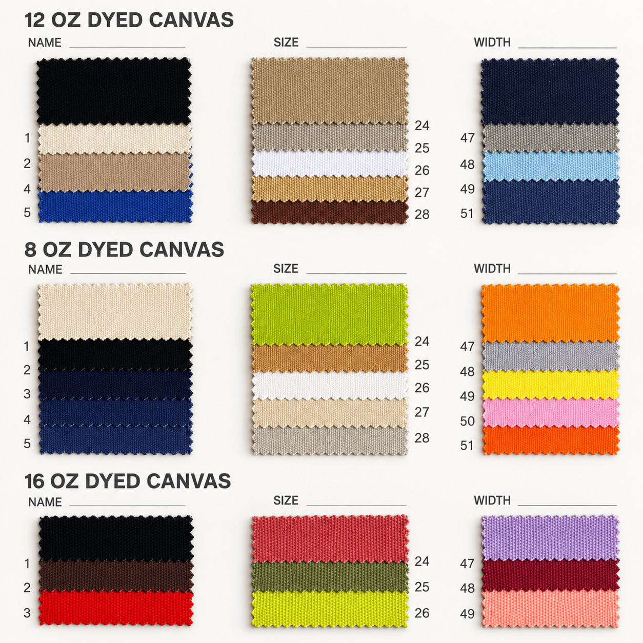 8-16 oz Canvas Fabric